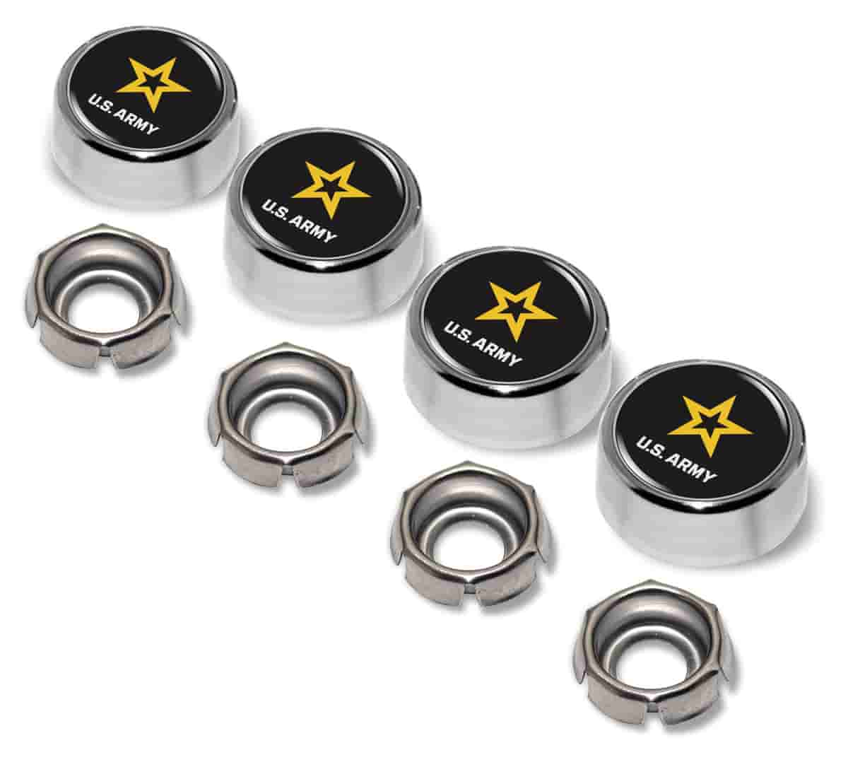 U.S. Army License Plate Screw Caps - Chrome Metal Set of 4